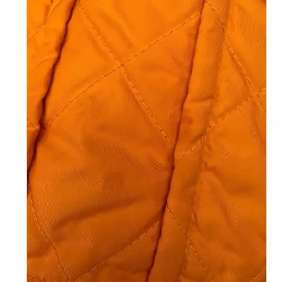 J McLaughlin Orange Quilted Jacket Belted Snap Front Medium Lightweight - Picture 14 of 14